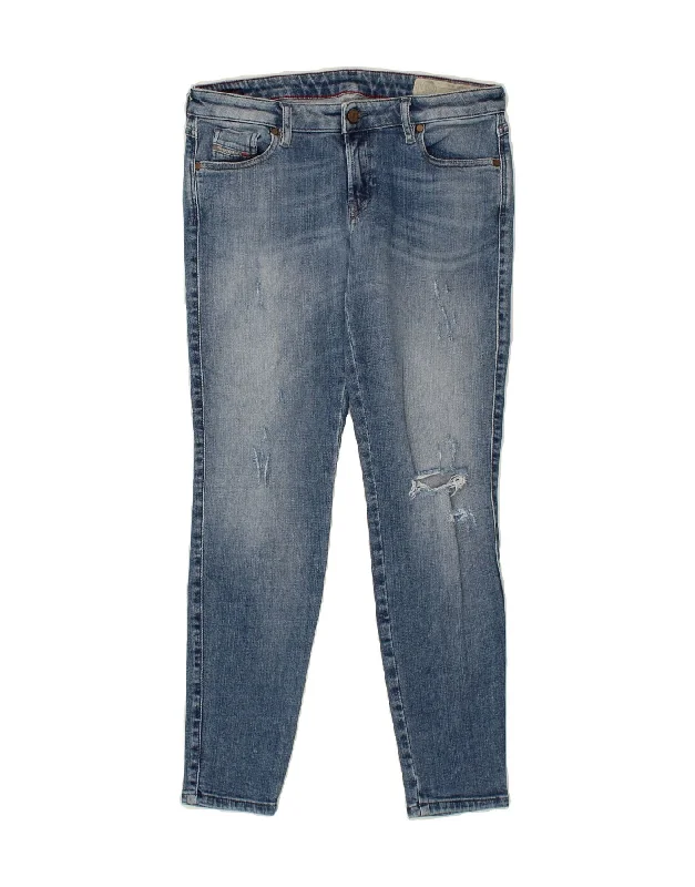 DIESEL Womens Skinny Jeans W30 L30 Blue Cotton Trendy Paperbag Waist Jeans