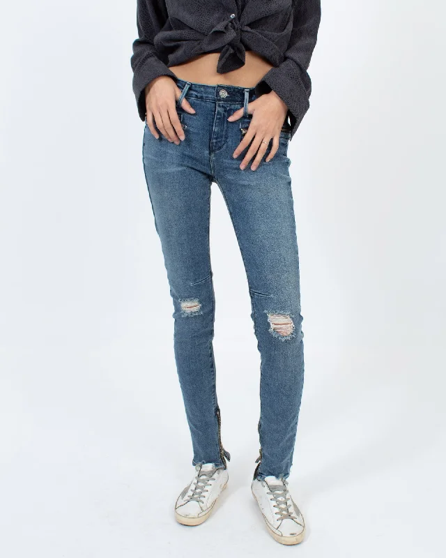Distressed Skinny Jeans Trendy Layered Pocket Jeans