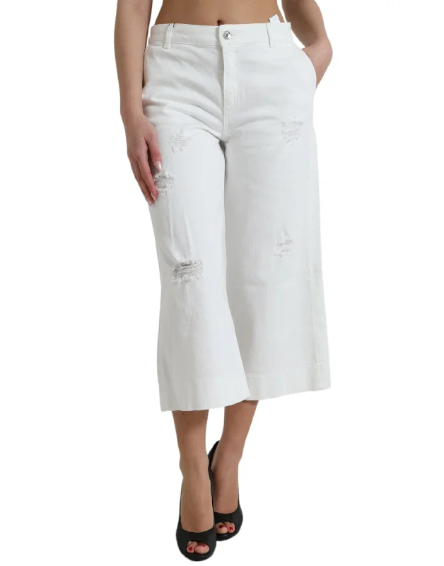 Dolce & Gabbana Cotton Cropped Wide Leg blue Women's Jeans Trendy Button-Up High-Waist Jeans Dolce & Gabbana Cotton Cropped Wide Leg blue Women's Jeans Trendy Button-Up High-Waist Jeans