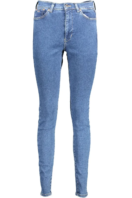 Blue Cotton Women's Skinny Jean Comfortable Straight-Legged Denim