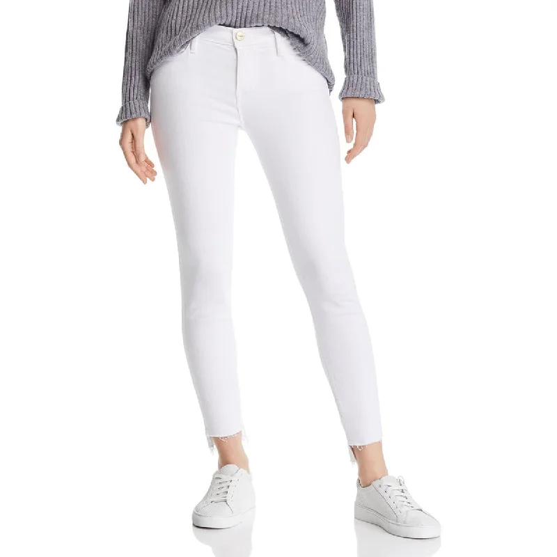 FRAME Womens Le Skinny De Jeanne Denim Raw Hem Skinny Jeans Chic Rip-Detail High-Waist Jeans FRAME Womens Le Skinny De Jeanne Denim Raw Hem Skinny Jeans Chic Rip-Detail High-Waist Jeans