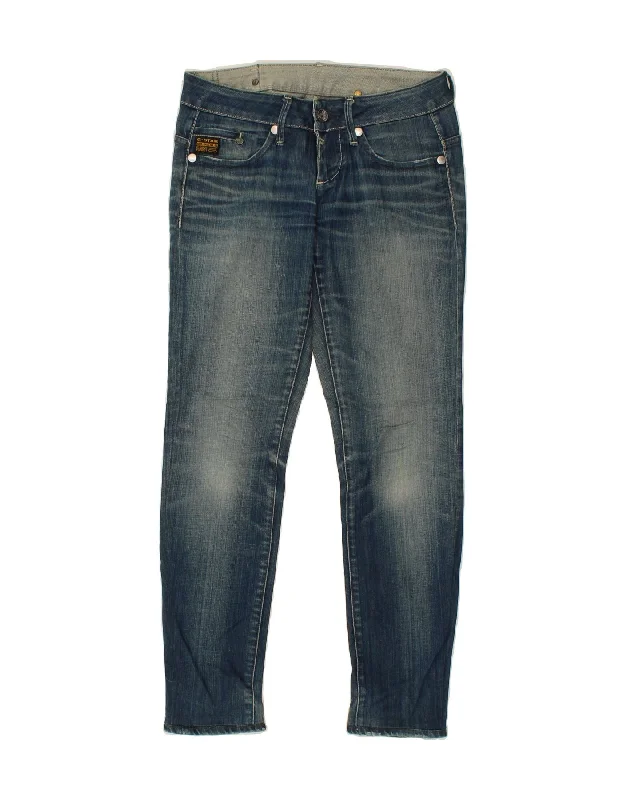 G-STAR Womens Slim Jeans W27 L28 Blue Cotton Stylish Acid-Wash Jeans