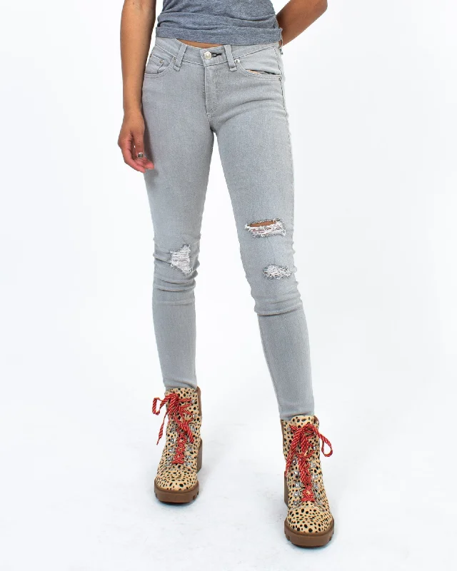 Grey Skinny Jeans Chic Vintage-Inspired Denim Jeans