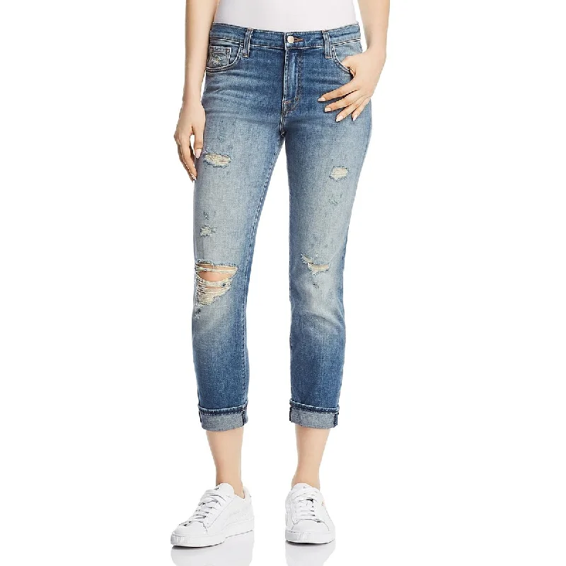 J Brand Womens Johnny Denim Boyfriend Jeans Trendy Acid Wash Skinny Jeans