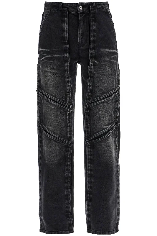 Jeans With Velcro Panels Casual Straight-Leg Jeans