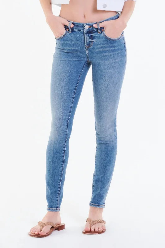 Joyrich Mid Rise Ankle Skinny Jeans In Medium Wash Classic Button Fly Jeans