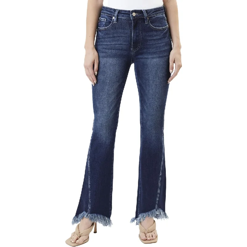 KanCan Womens   Frayed Hem Denim Bootcut Jeans Fashionable Vintage Wash Jeans