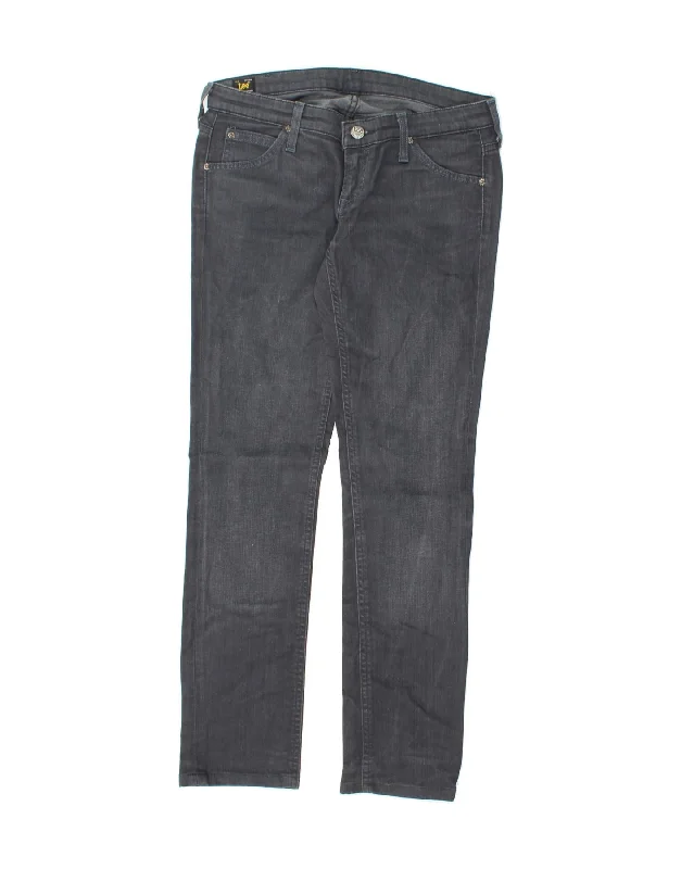 LEE Womens Lynn Narrow Slim Jeans W28 L33  Grey Cotton Stylish Paperbag Waist Denim