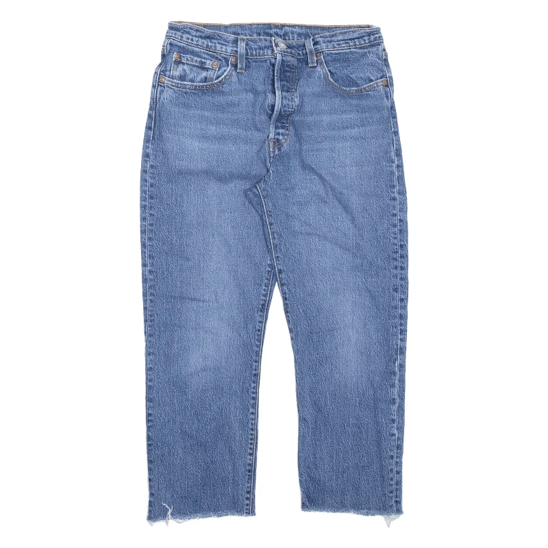LEVI'S 501 Jeans Blue Denim Regular Straight Womens W29 L23 Fashionable Frayed Hem Denim LEVI'S 501 Jeans Blue Denim Regular Straight Womens W29 L23 Fashionable Frayed Hem Denim
