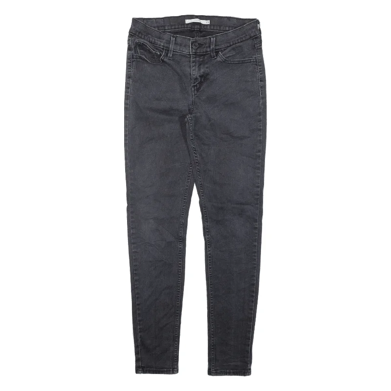 LEVI'S 710 Jeans Black Denim Slim Skinny Womens W25 L27 Comfortable Faded High-Rise Jeans LEVI'S 710 Jeans Black Denim Slim Skinny Womens W25 L27 Comfortable Faded High-Rise Jeans