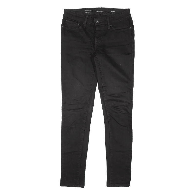 LEVI'S Mid Rise Jeans Black Denim Slim Skinny Womens W24 L30 Trendy Flared Leg Jeans