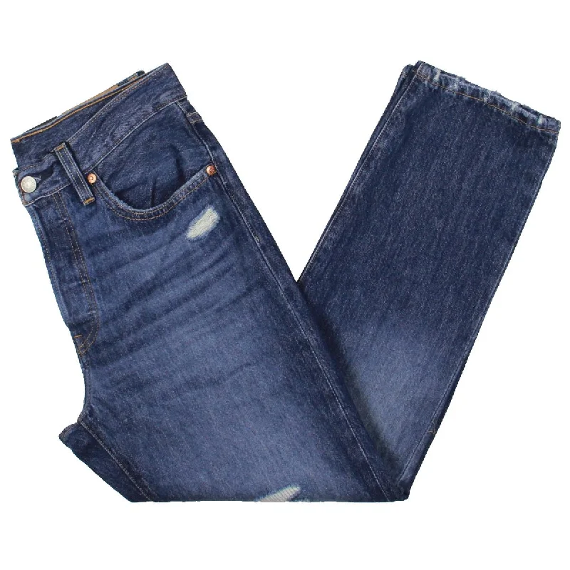 Levi's Womens 501 Denim Medium Wash Cropped Jeans Stylish High-Rise Mom Jeans