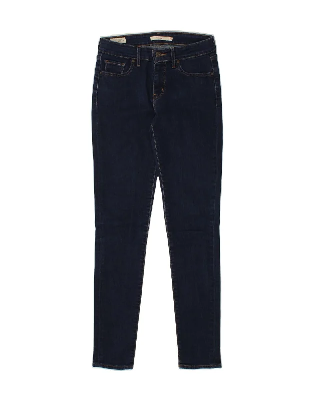 LEVI'S Womens 711 Skinny Jeans W26 L30 Navy Blue Cotton Chic Dark-Wash Skinny Jeans