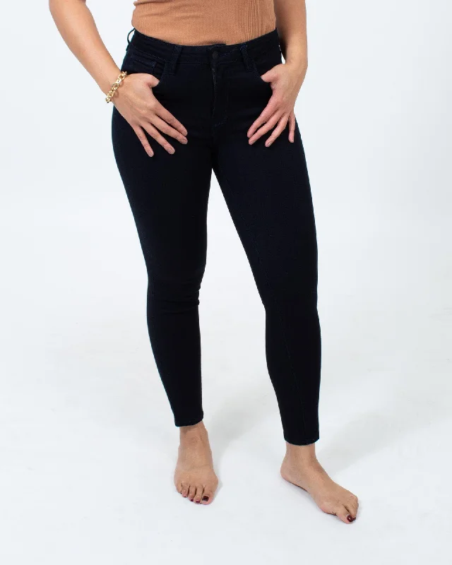 "Margot" Navy Skinny Jeans Trendy Cut-Off Denim Shorts