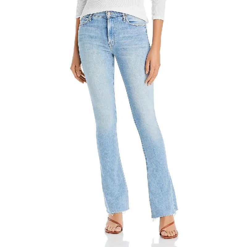 Mother Womens Raw Hem Light wash Bootcut Jeans Fashionable Mom Jeans