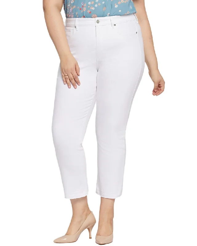 NYDJ Marilyn Optic White Straight Leg Jean Classic Black Denim Jeans
