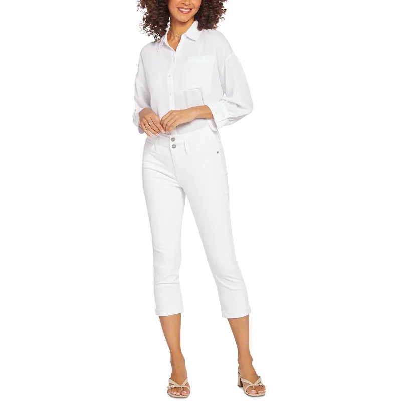NYDJ Womens Double Button Denim Capri Jeans Cozy Relaxed Fit Denim Jeans