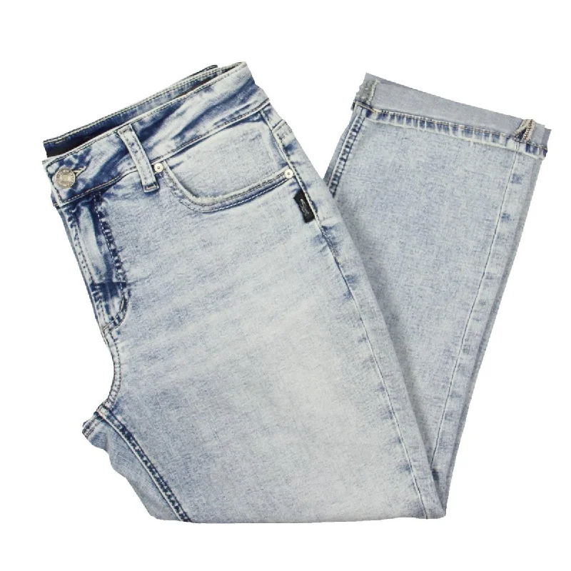 Silver Jeans Co. Womens Mid Rise Faded Capri Jeans Fashionable Slim Fit Jeans