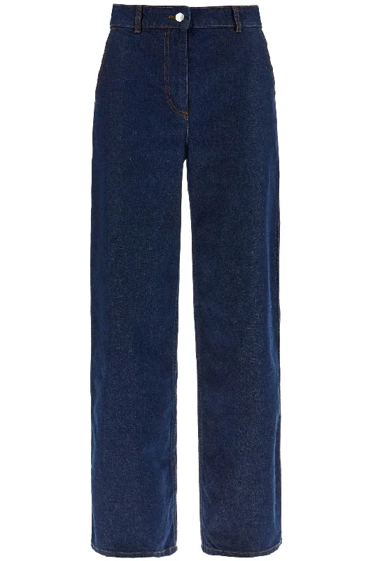 Straight Jeans With Embroidery Fashionable Raw Hemmed Jeans