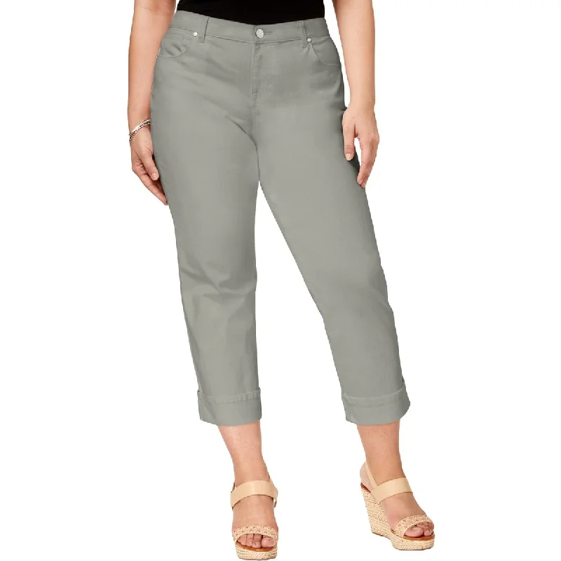 Style & Co. Womens Plus Cuffed Mid-Rise Capri Jeans Elegant Bootcut Fit Jeans