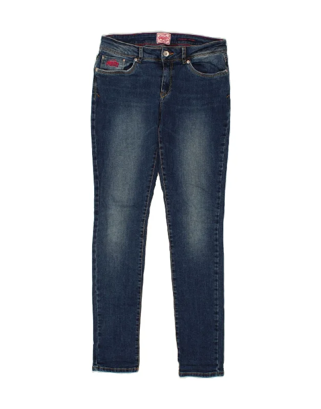 SUPERDRY Womens Standard Skinny Jeans W32 L31 Blue Cotton Trendy Low-Rise Slim Jeans