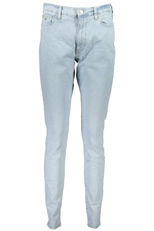 Light Blue Cotton Women Jeans Chic Cropped Jeans