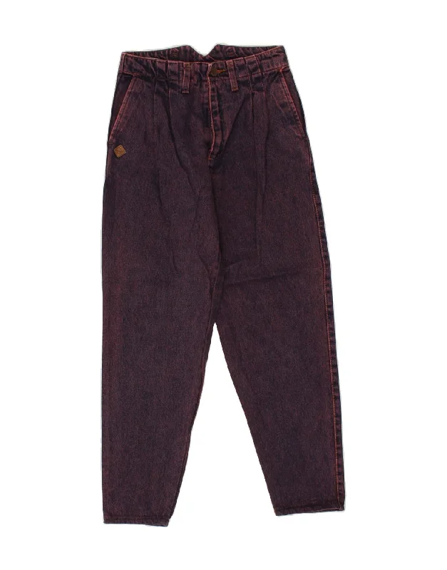 VINTAGE Womens High Waist Jeans W27 L26 Purple Cotton Fashionable Slim Fit Jeans