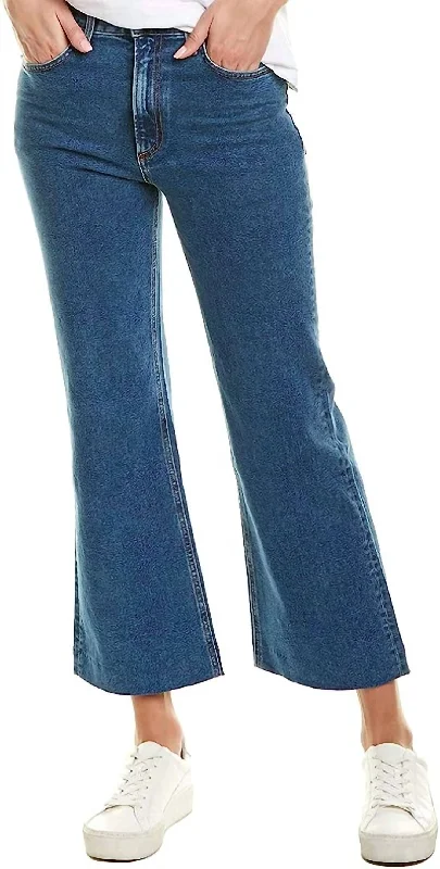 Wide Leg Ankle Cotton Washed Stretch Jeans In Blue Chic Dark-Wash Skinny Jeans