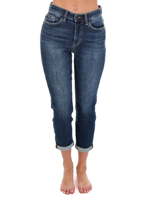 Women's Where You Are High Rise Cuffed Jeans In Dark Stylish Cargo Style Jeans