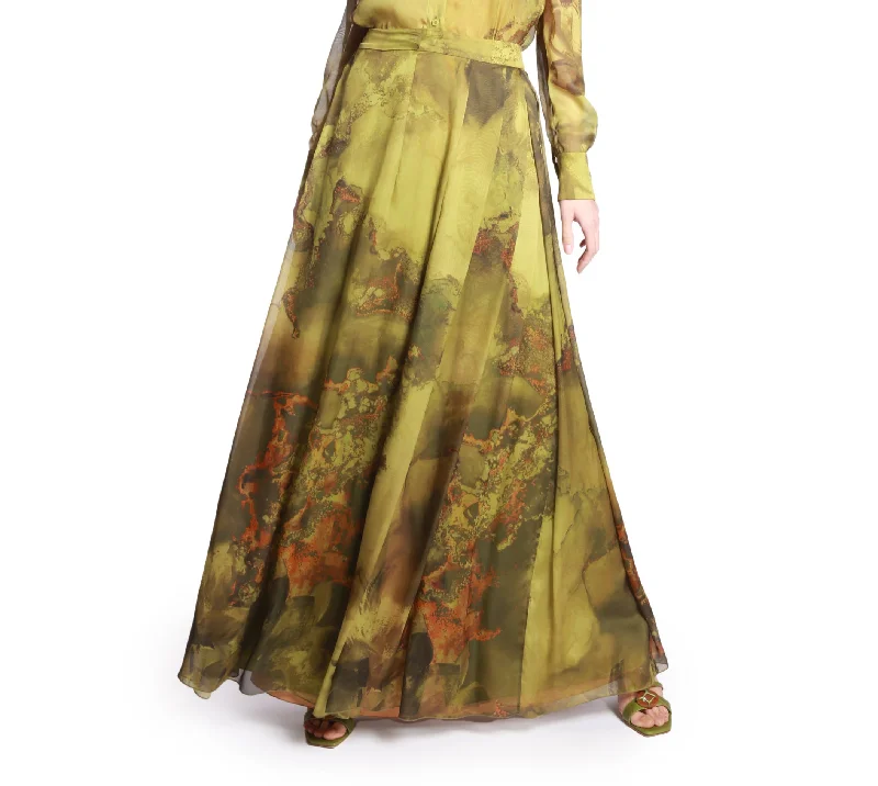 Chiffon Skirt With Flower Bomb Print breathable skirt fabric