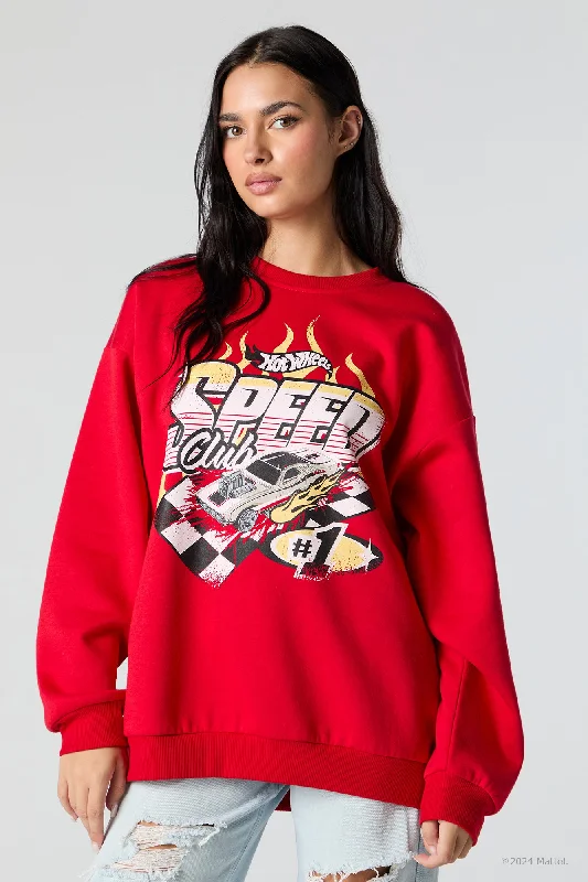 Hot Wheels™ Speed Club Graphic Fleece Sweatshirt Hoodie with Typography Text Message Hot Wheels™ Speed Club Graphic Fleece Sweatshirt Hoodie with Typography Text Message