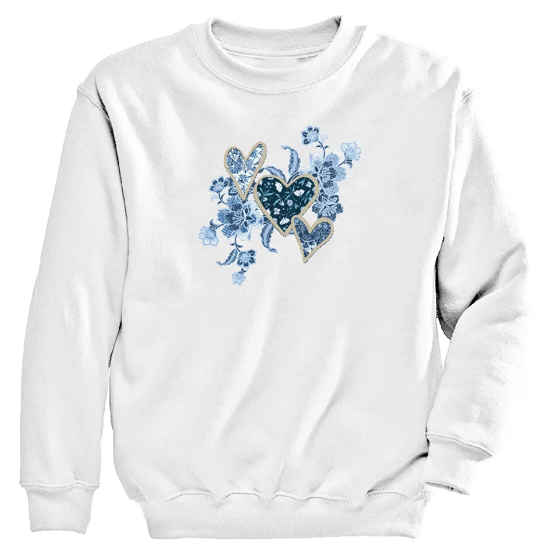 Denim Hearts Women's Crew Neck Sweatshirt Hoodie with Zipper Placket Modern Functional Denim Hearts Women's Crew Neck Sweatshirt Hoodie with Zipper Placket Modern Functional