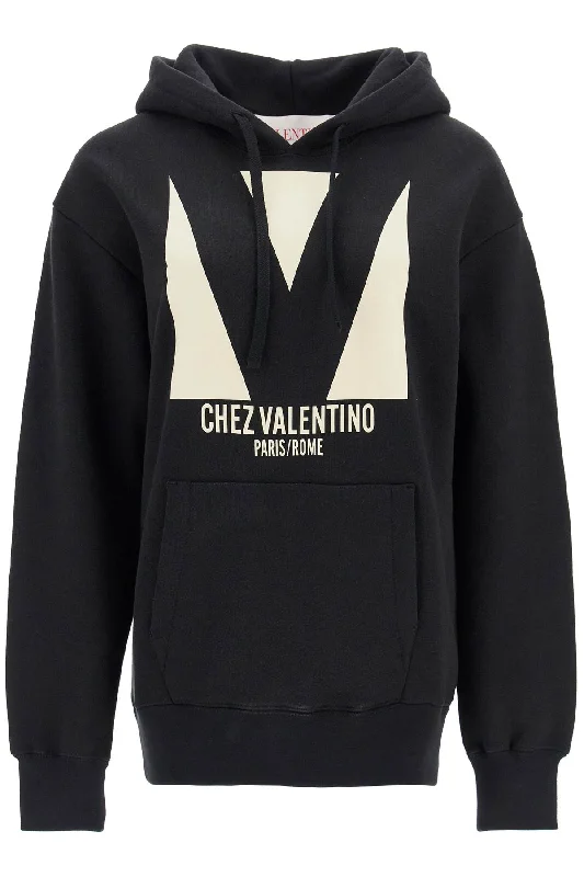 Chez Valentino Oversized Hoodie  - Black Hoodie with Pocket Utility Practical