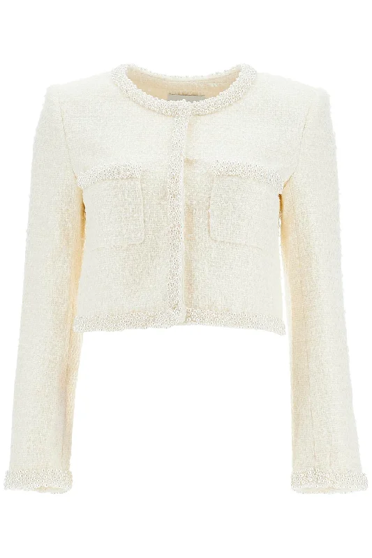 Bouclã© Jacket With Pearls And  - White Jacket Blazer Coat
