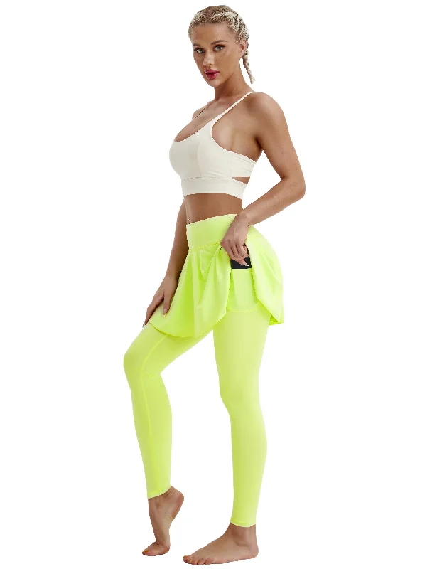Athletic Tennis Golf Skort with Pocket Shorts neonyellow_Plus Size chiffon skirt lightweight