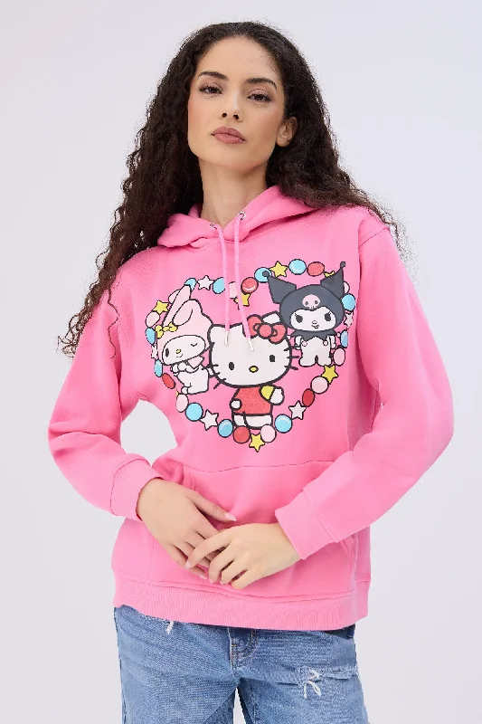 Hello Kitty And Friends Graphic Hoodie Hoodie with Distressed Vintage Worn