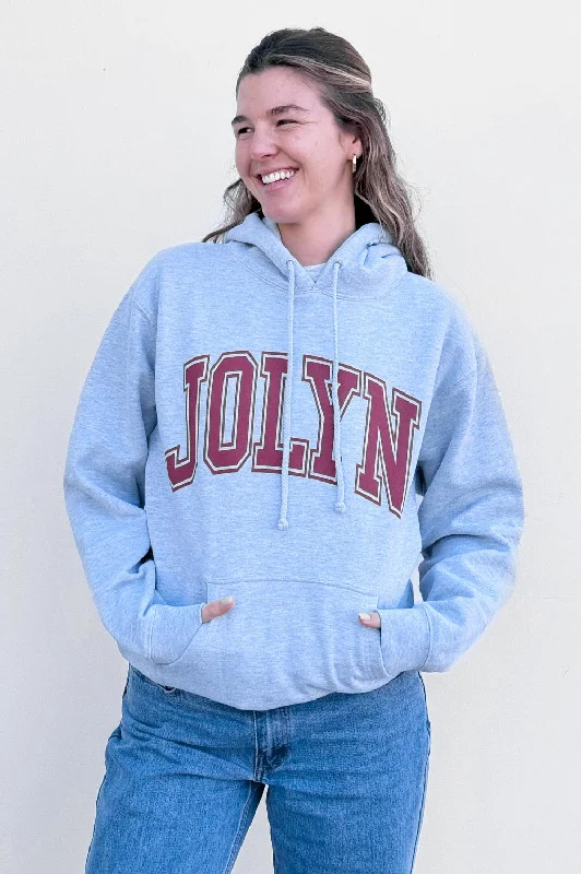 Raine Hoodie - Heather Grey Logo Hoodie with Hem Detail Decorative Unique