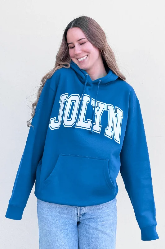 Raine Hoodie - Power Blue Logo Hoodie with Ribbed Cuffs Snug Fit Comfort