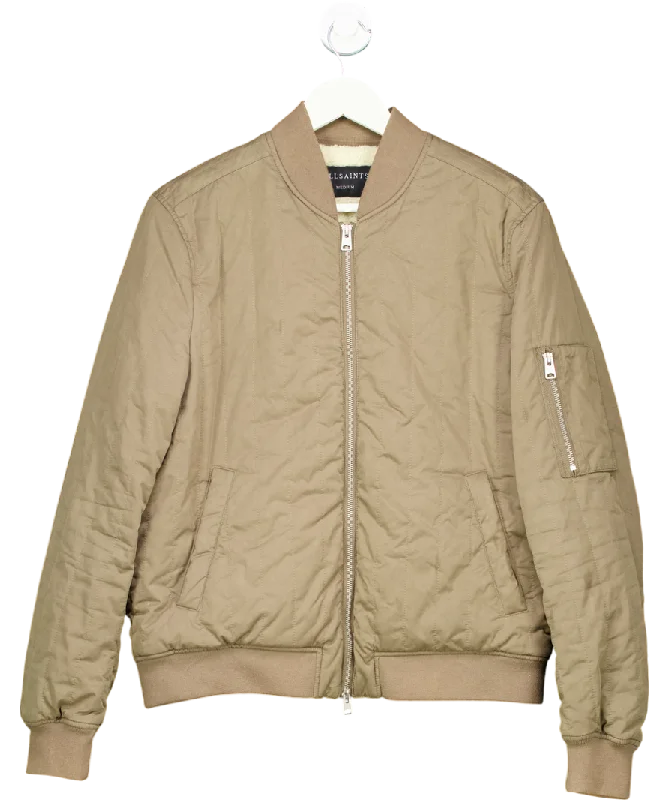 All Saints Beige Drake Bomber Jacket UK M Oversized Jacket Tailored Jacket Straight Jacket