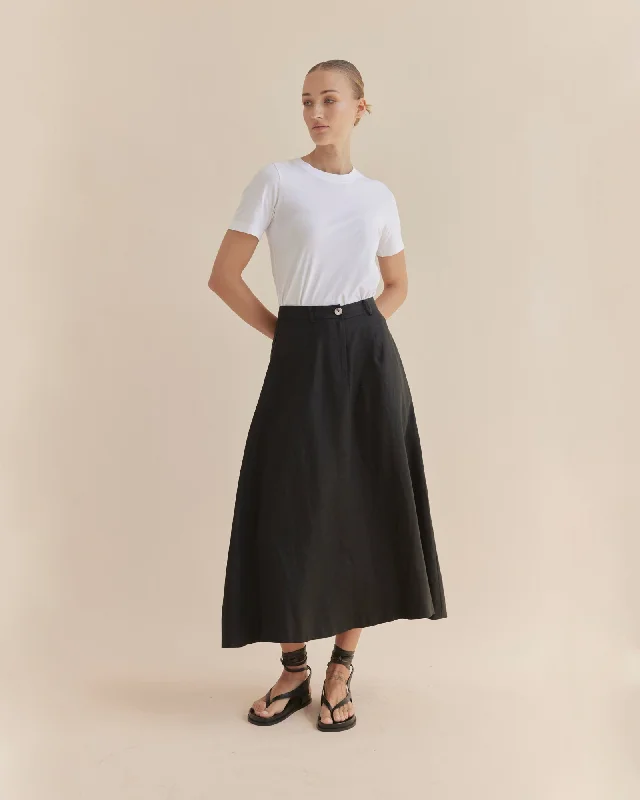Barossa Linen Skirt - Black pencil skirt chic