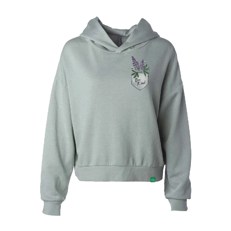 Bee Kind Flowers Women's Hip Height Hoodie Hoodie with Patch Decorative Personalized Bee Kind Flowers Women's Hip Height Hoodie Hoodie with Patch Decorative Personalized