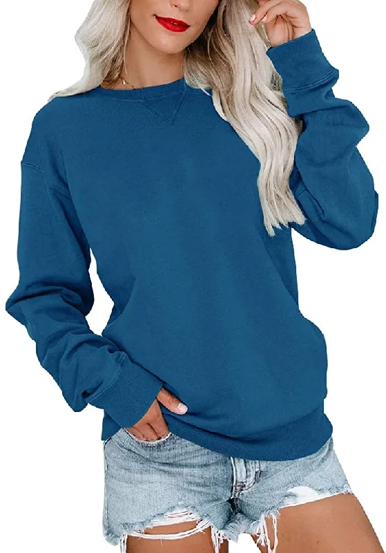 Bingerlily Women's Blue Sweatshirt Hoodie with Double Zipper Versatile Adjustable