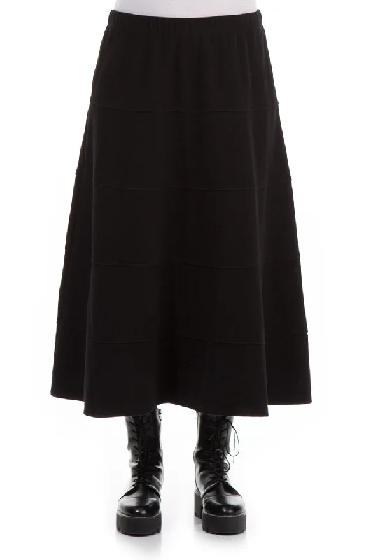 Black Cotton Jersey Bell Skirt denim skirt trendy