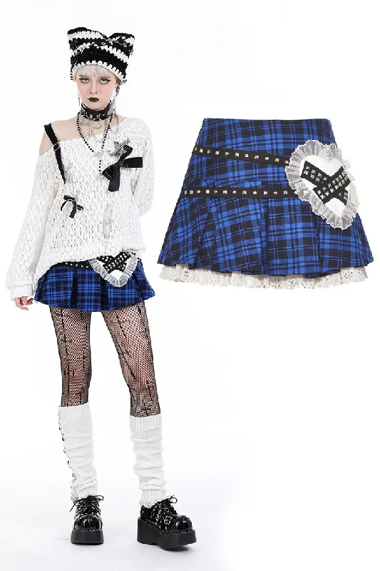 Blue heart kidnapping mini skirt KW334 linen skirt airy