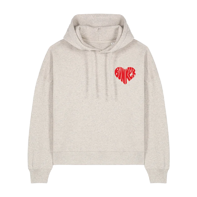 Bunker Woman Heart Hoodie Warm Oatmeal Hoodie with Turtle Neck Cozy Winter
