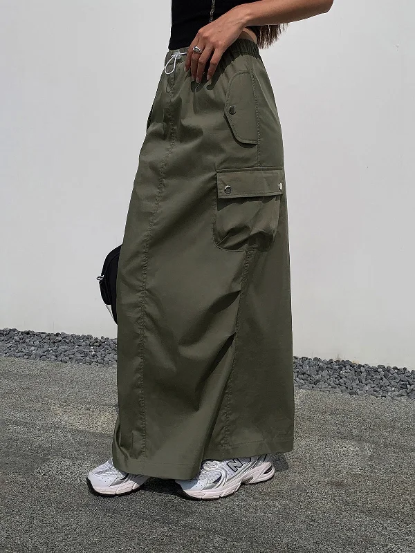BerryBetty - Cargo Maxi Skirt wool skirt sturdy