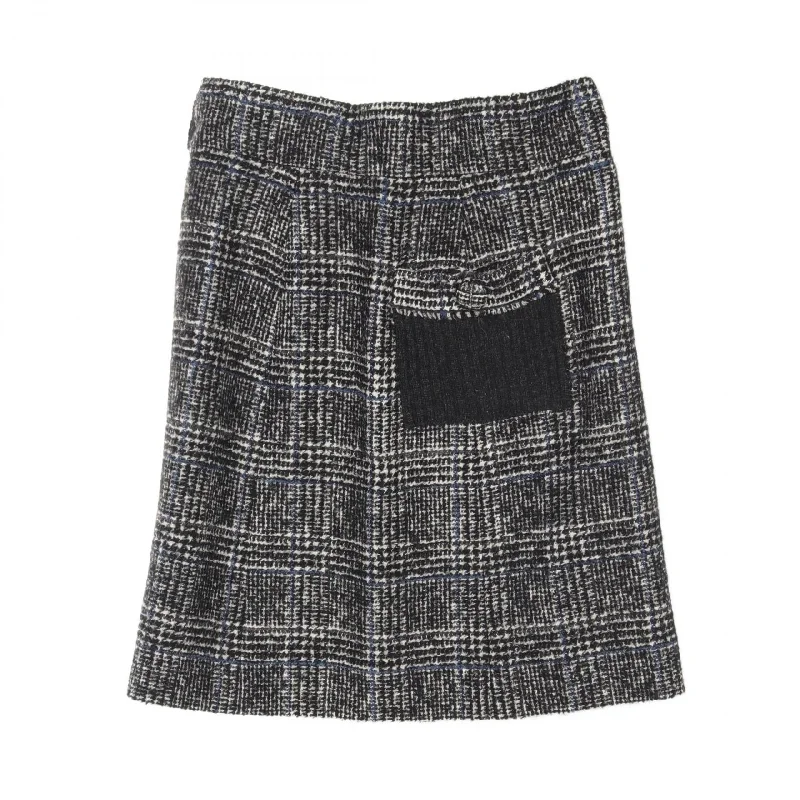 Chanel Wool Nylon Skirt Black/Blue leather skirt bold