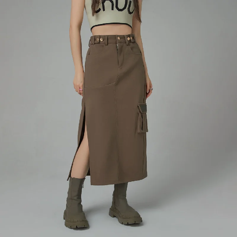 A New Thing Split A-Line Cargo Skirt relaxed fit skirt