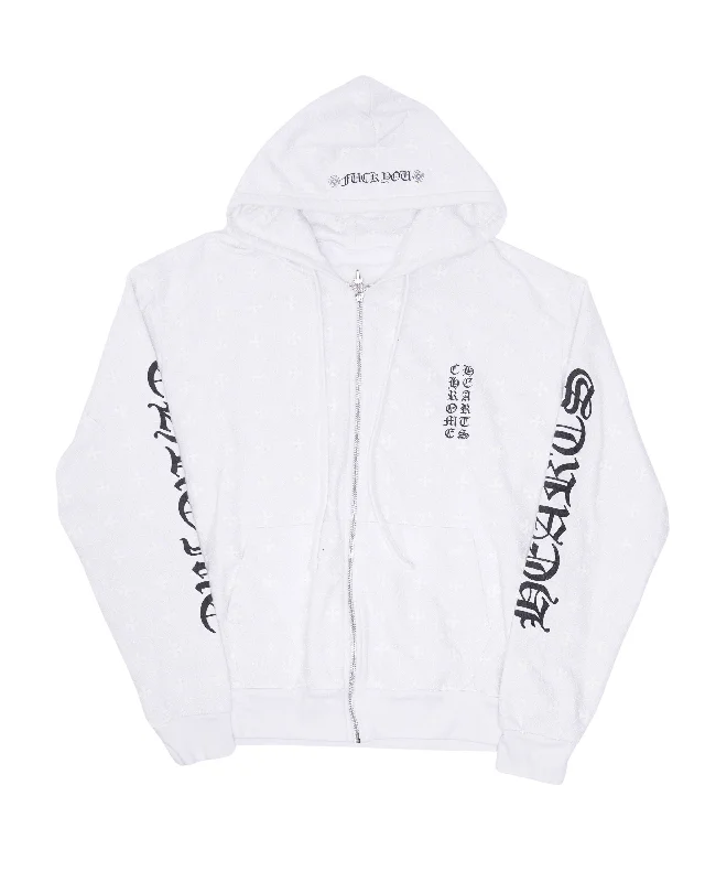 Monogram Vertical Logo Zip Up Hoodie Hoodie with Patch Decorative Personalized