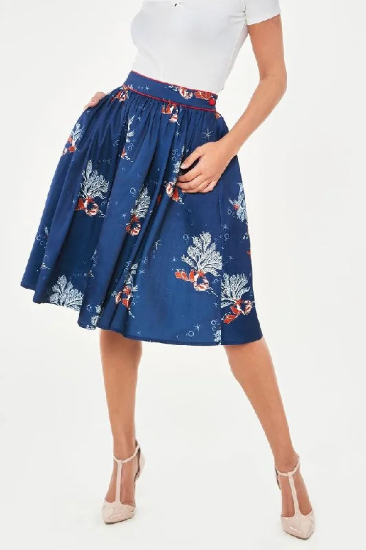 Colbie Flare Coral Print Skirt chiffon skirt lightweight